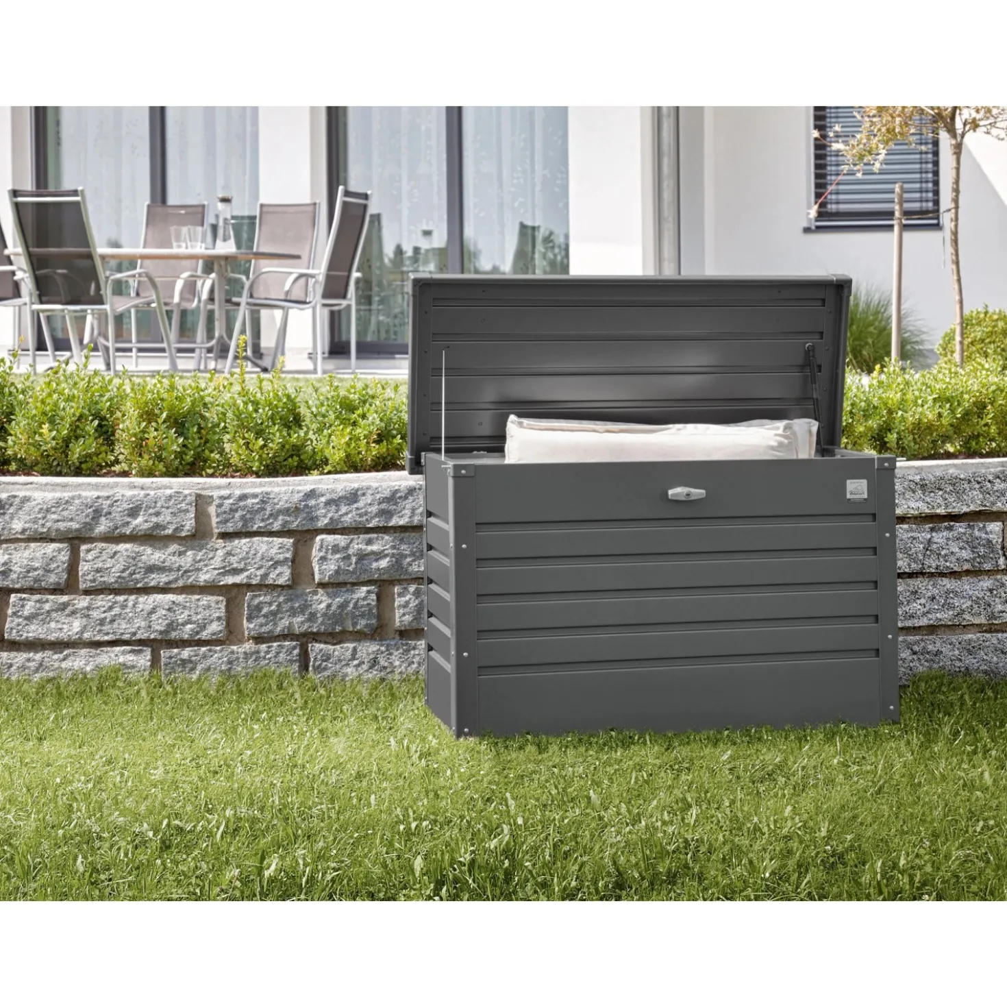 Baule da esterno Biohort 101x46x61 cm grigio scuro metallizzato