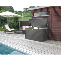 Baule da esterno Biohort 101x46x61 cm grigio scuro metallizzato