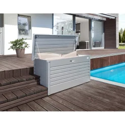 Baule da esterno Biohort 71x134x62 cm argento metallizzato