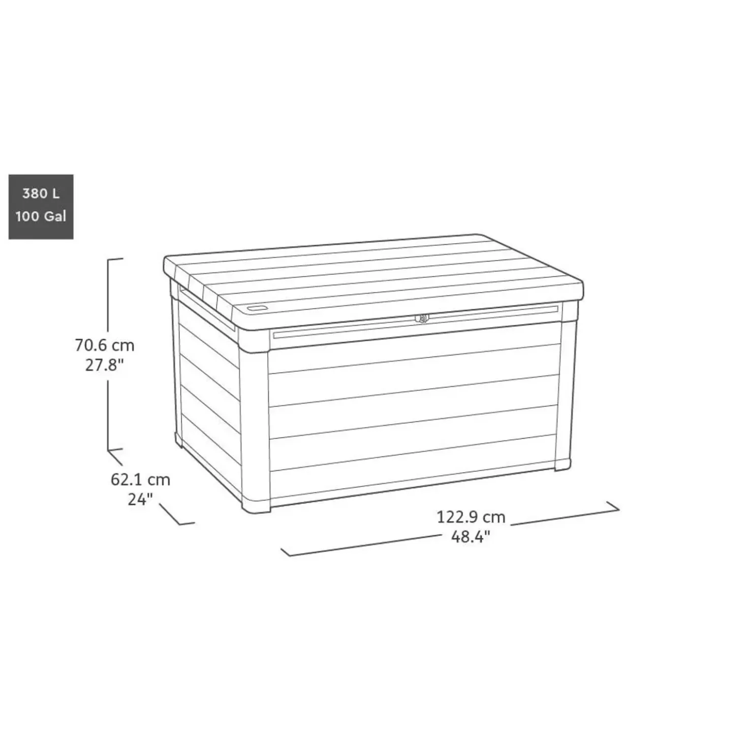 Baule da esterno Deco 100G 123x62x71 cm 380 l noce