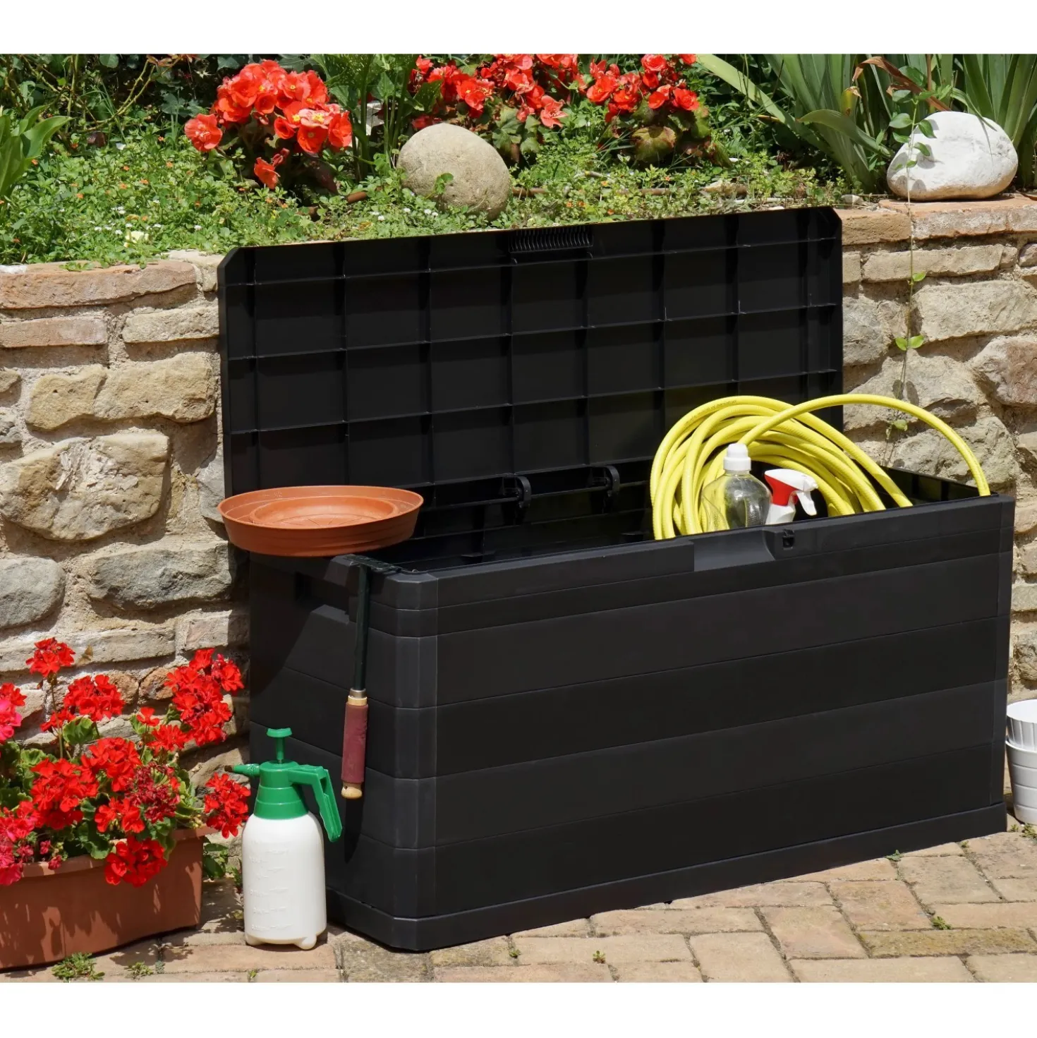 Baule da esterno Elegance in plastica multiuso 117x45x56 cm