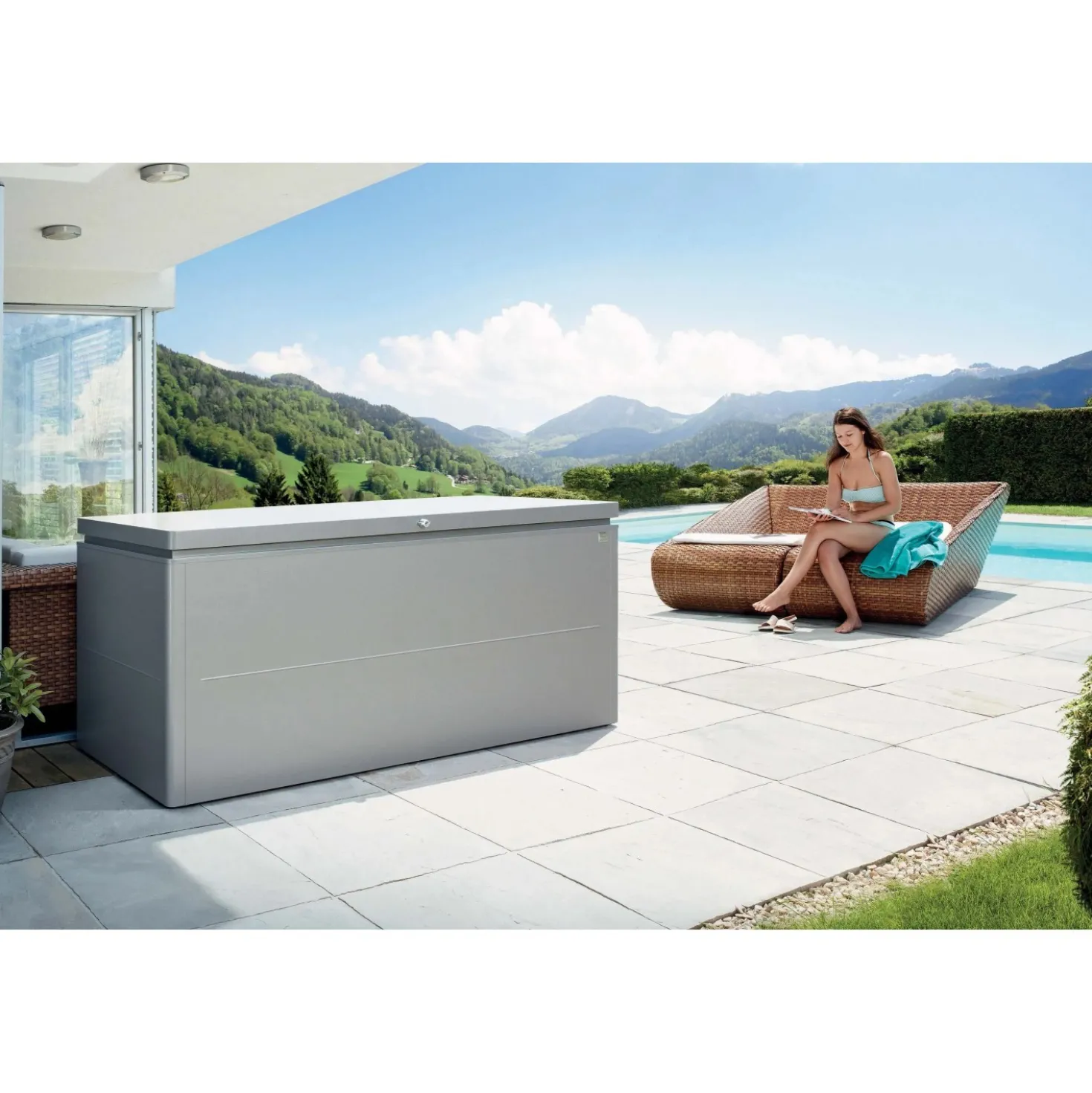 Baule da esterno LoungeBox Biohort 200x84 cm grigio