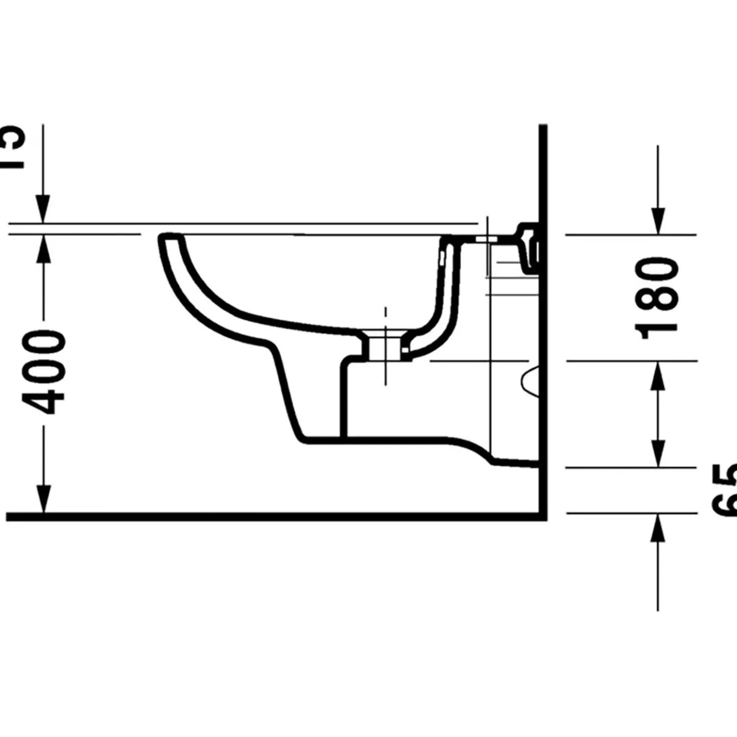 Bidet sospeso Duravit in ceramica bianco 54 cm