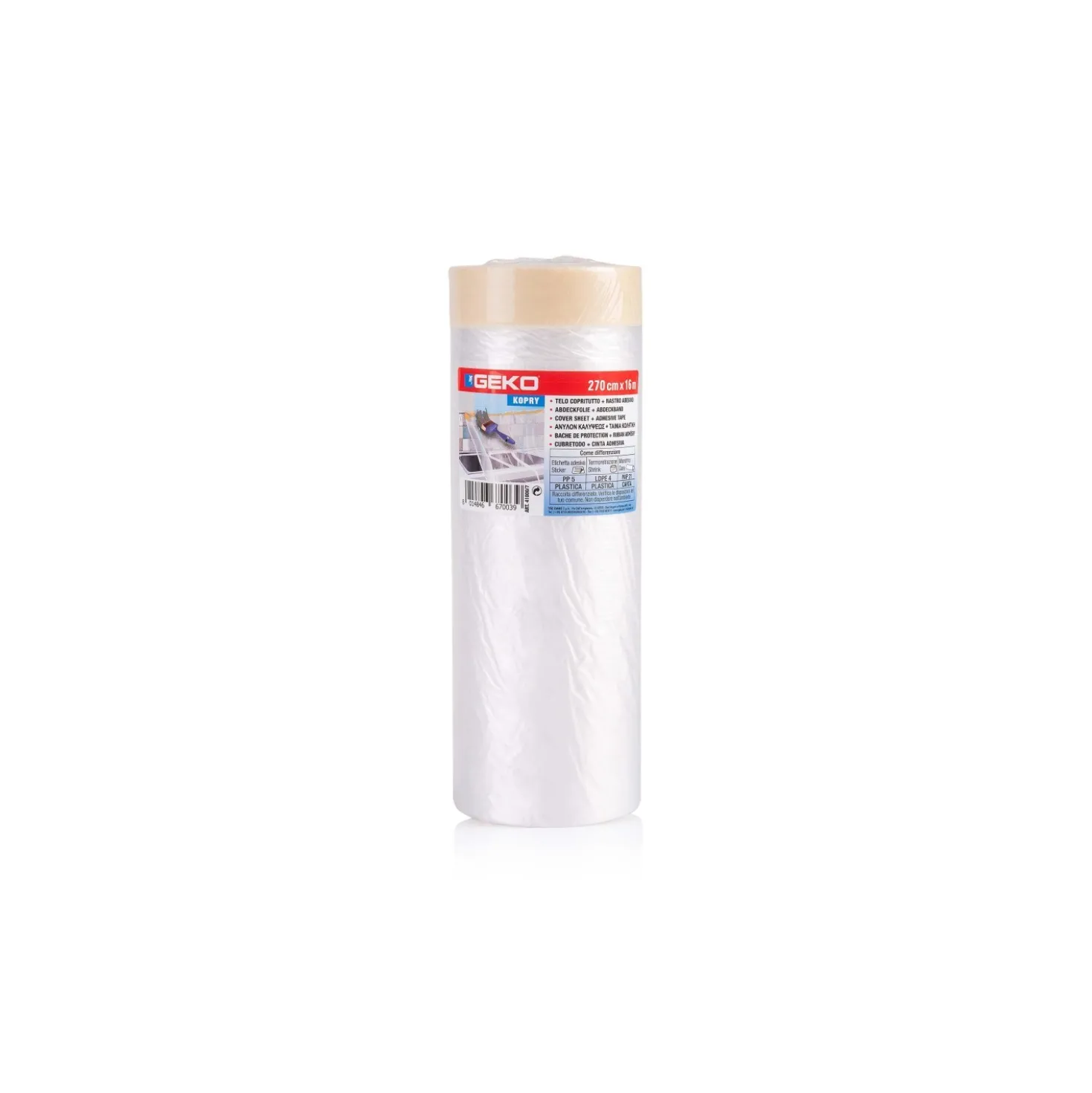 Bobina nastro adesivo e telo copertura HDPE 270 cm x 16 m