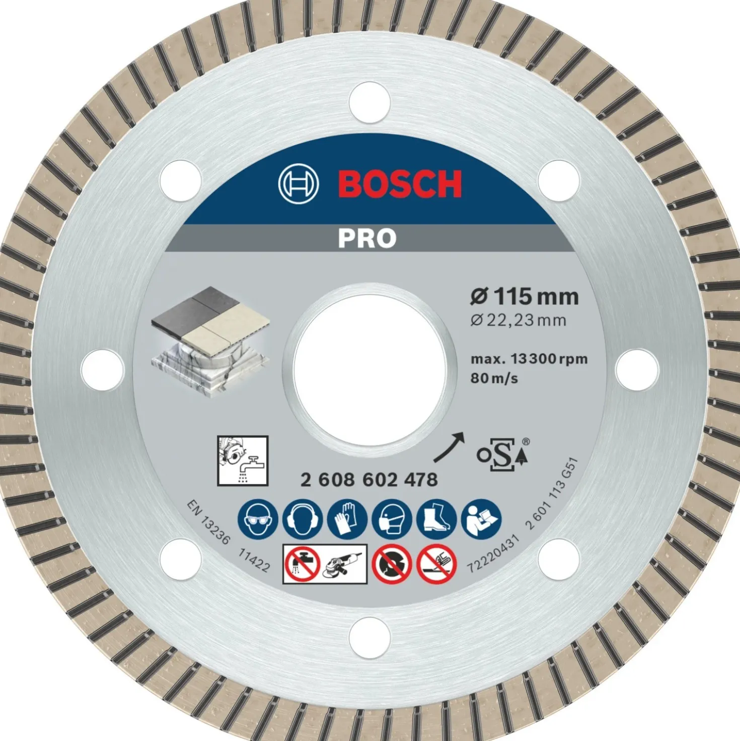 Bosch disco diamantato Ceramic Extra-Clean Turbo Ø 115 mm