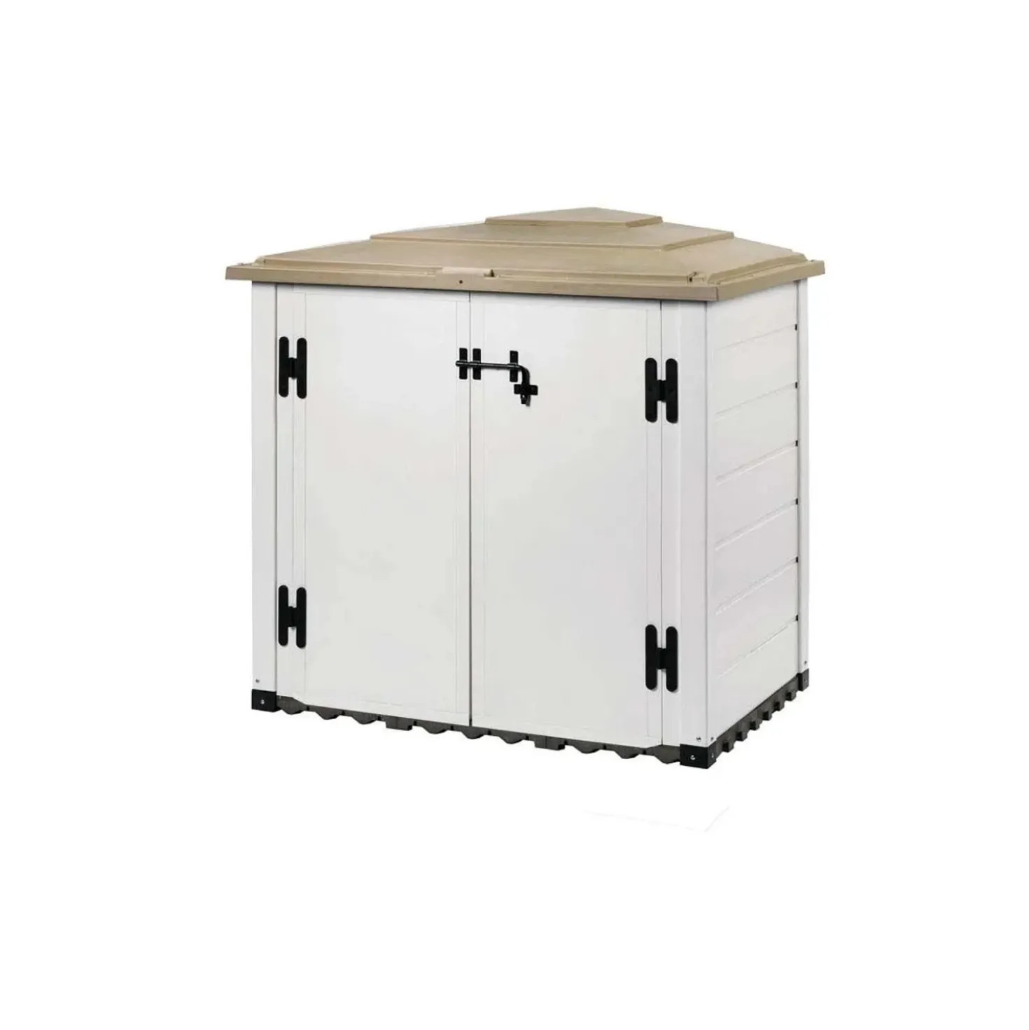 Box da giardino in PVC porta bidoni EVO 100 bianco/tortora 131x88x133 cm
