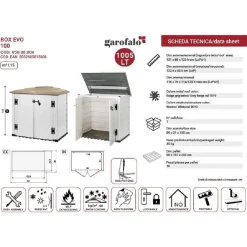 Box da giardino in PVC porta bidoni EVO 100 bianco/tortora 131x88x133 cm