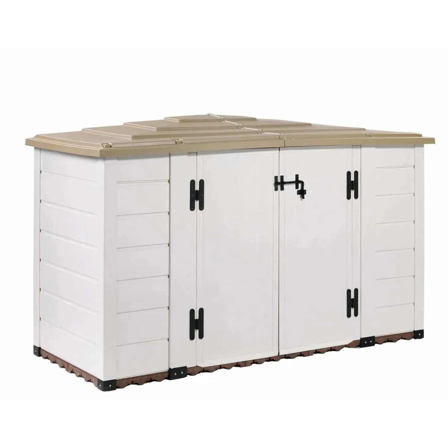 Box da giardino in PVC porta bici EVO 200 bianco/tortora 212x88x133 cm