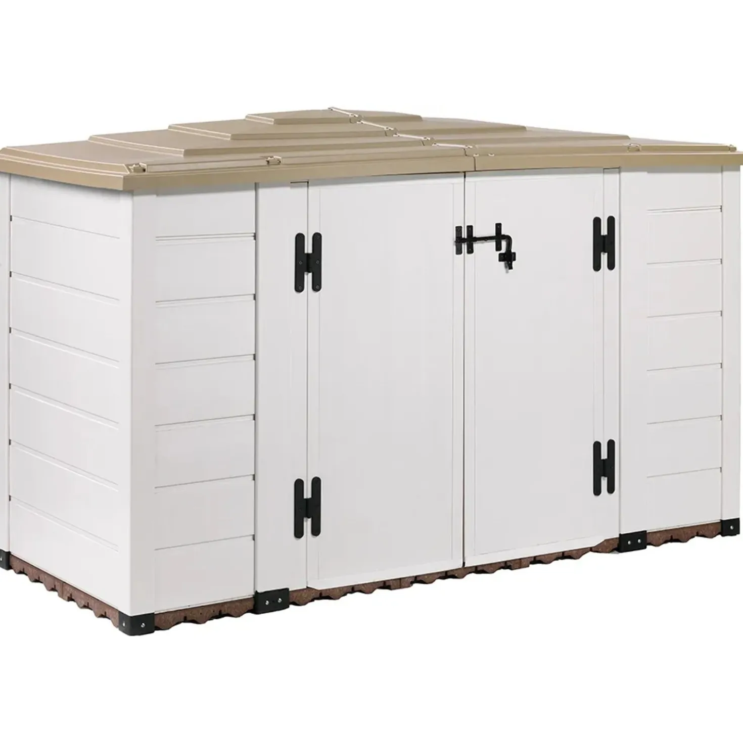 Box da giardino in PVC porta bici EVO 200 bianco/tortora 212x88x133 cm