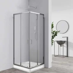 Box doccia quadrato in vetro 4 mm 79x80,5 cm cromato
