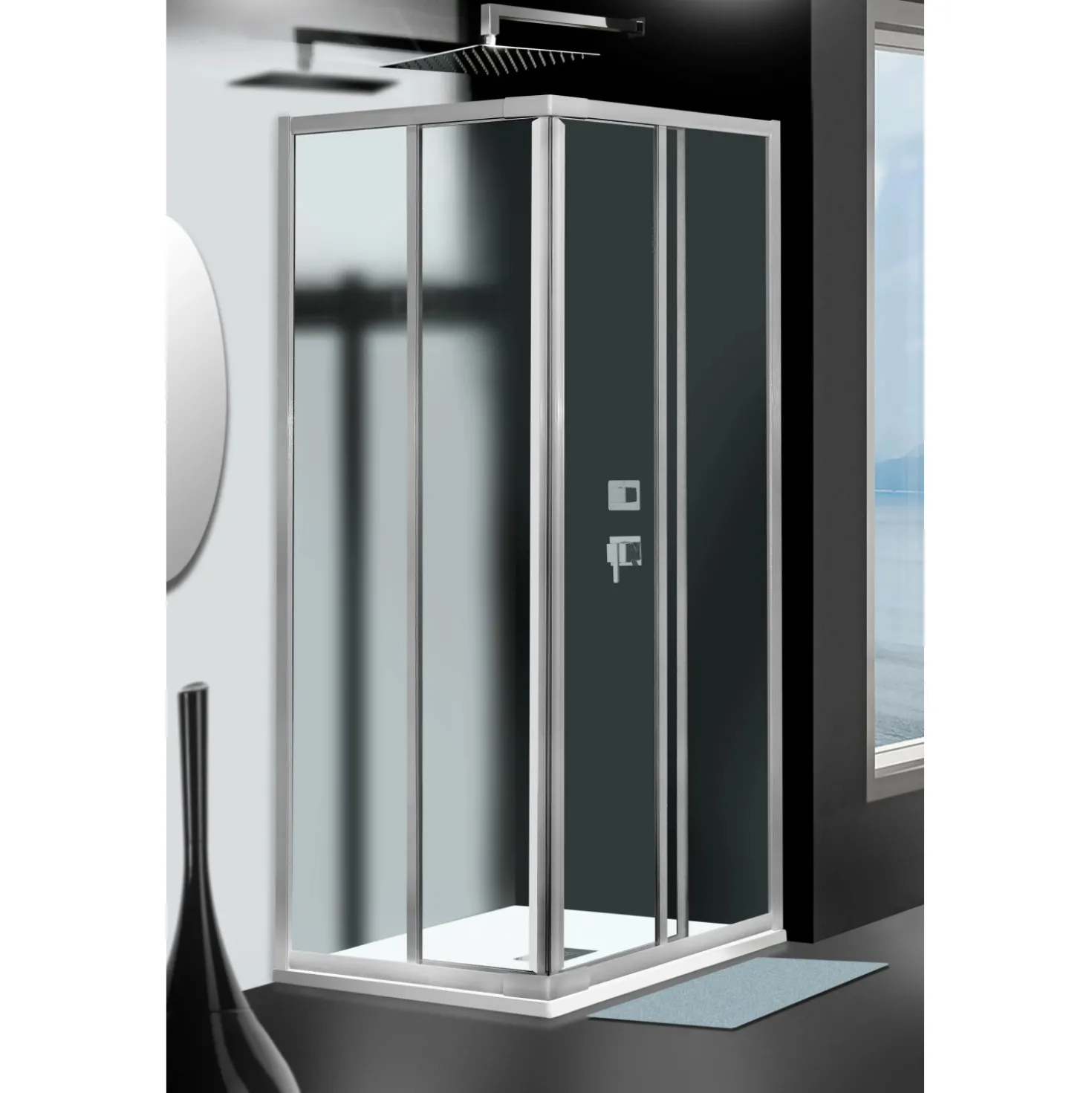 Box doccia Shark estensibile vetro trasparente 68-80x68-80 x H185 cm