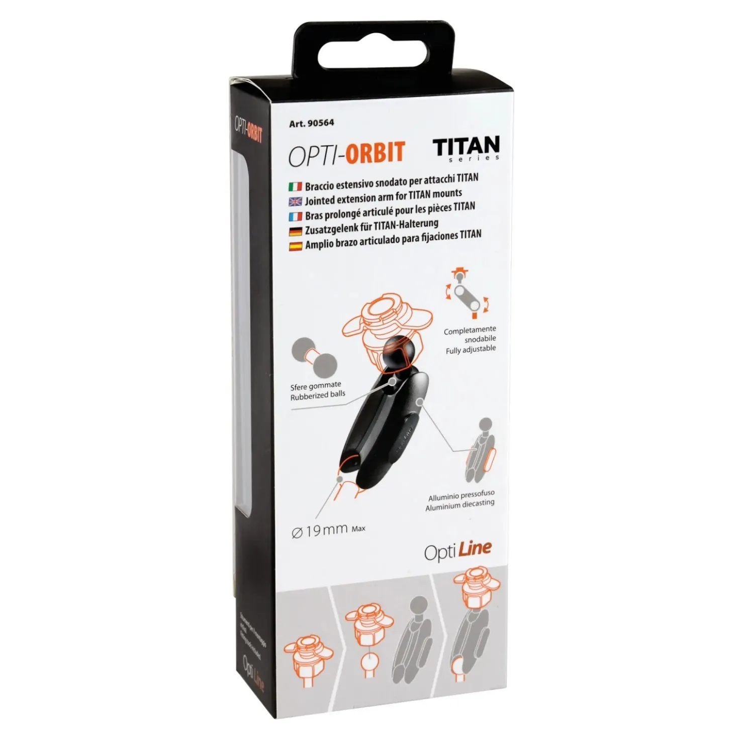 Braccio snodato estensivo Titan Orbit nero