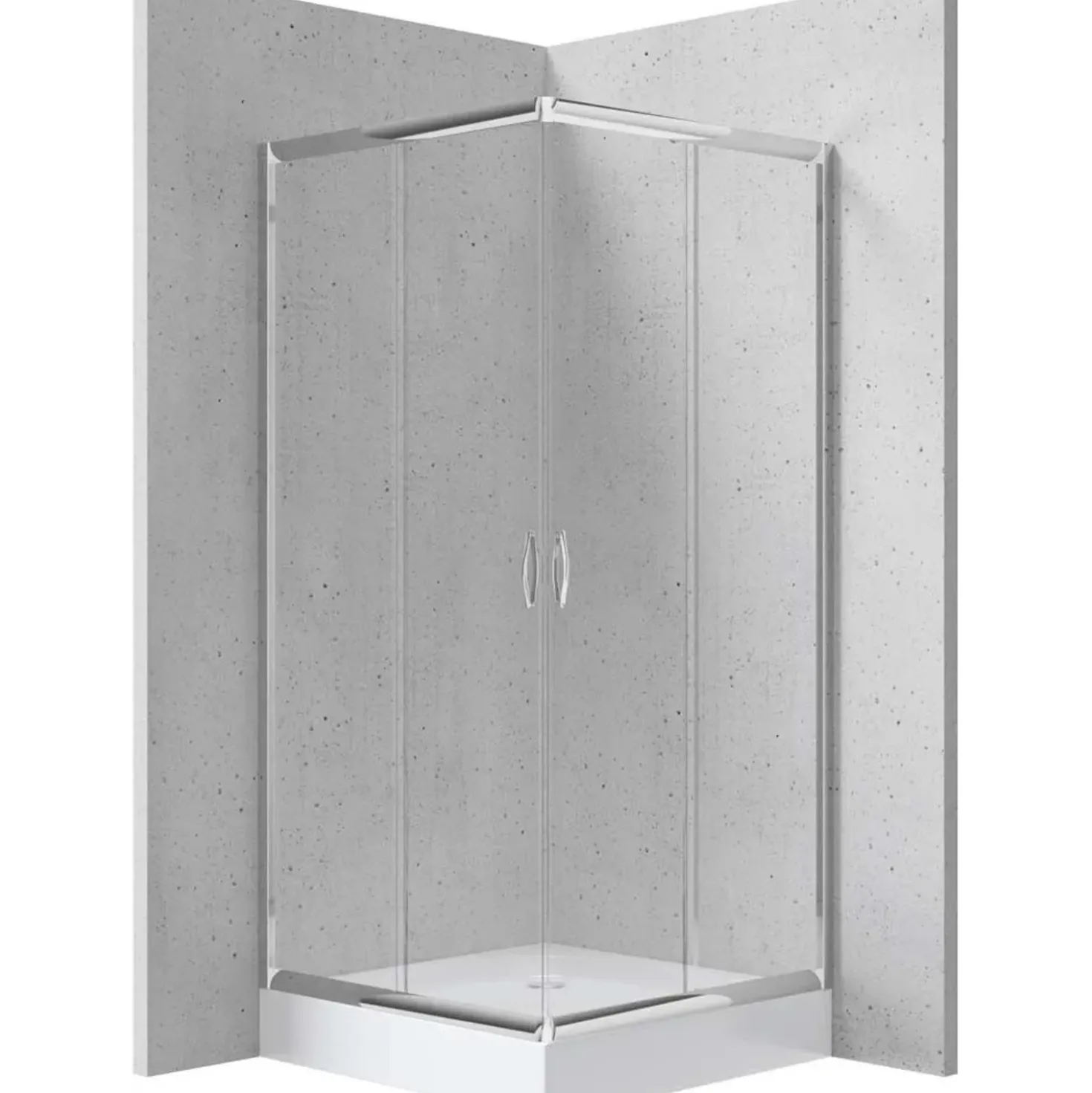 Cabina doccia Juraguá con piatto quadrato Caimito vetro opaco 900x1850 mm cromo