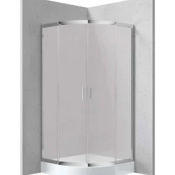 Cabina doccia Juraguá con piatto semicirc Caimito vetro op 900x160mm bianco