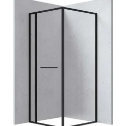 Cabina doccia quadrata Placetas Idrostile Punk vetro trasp 800x2000 mm nero
