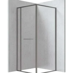Cabina doccia quadrata Placetas Idrostile vetro trasparente 900x2000 mm titanio