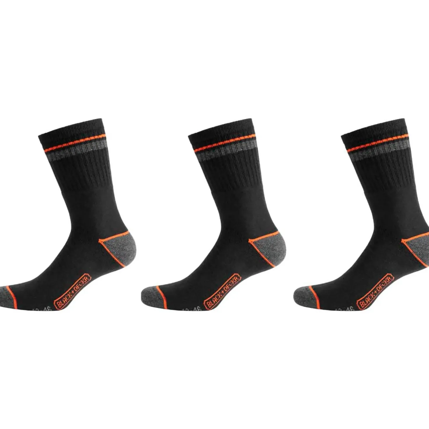 Calza da lavoro Black+Decker Stripe nero tg. 43-46 3 pz