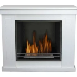 Camino bioetanolo da pavimento Raffaello in legno 1,7 l - 3 kW/h bianco