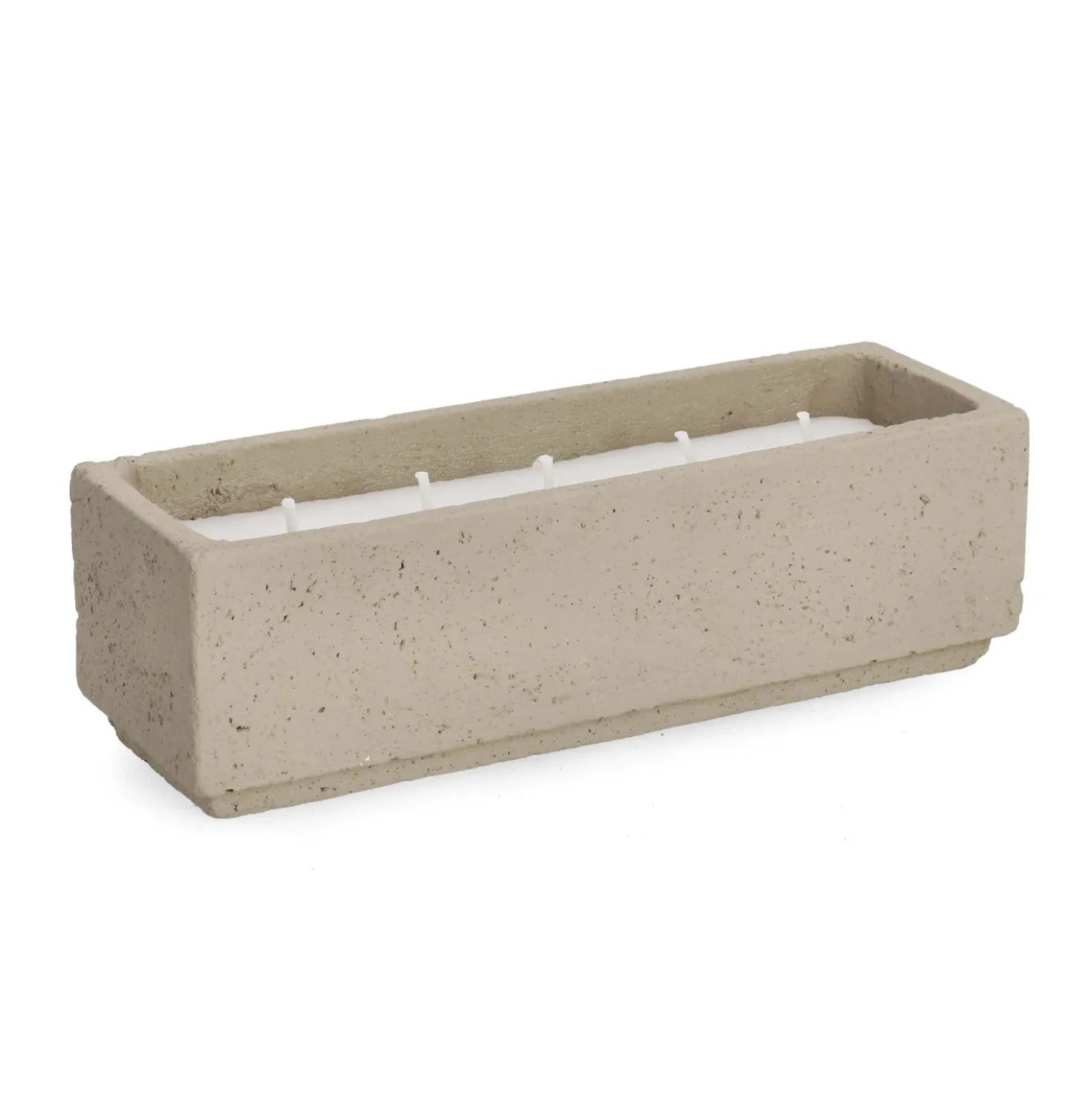 Candela rettangolare Christina vaso in cemento 30x10x9 cm tortora