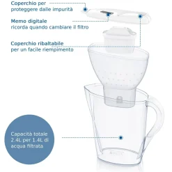 Caraffa filtrante per acqua Brita Marella White 2,4 l 3 filtri inclusi