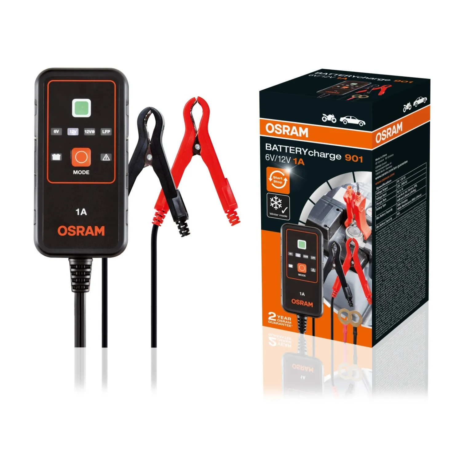 Caricabatterie e mantenitore di ricarica veicoli a 6V e 12V OSRAM