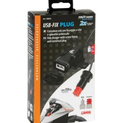Caricatore USB da moto e auto 12/24V con con fissaggio a vite 2400mA