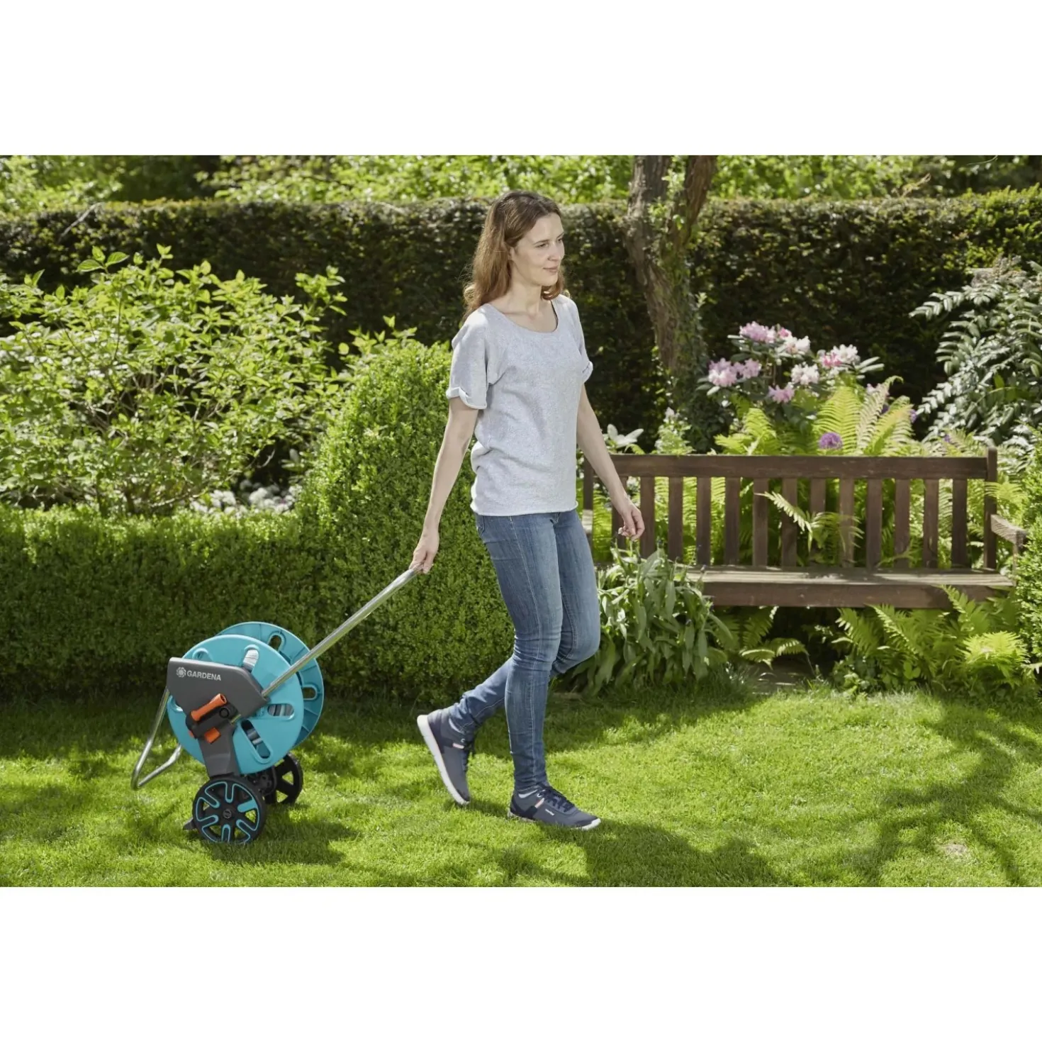 Carrello avvolgitubo Gardena CleverRoll M 38x43x67cm tubo 25 m lancia e raccordi