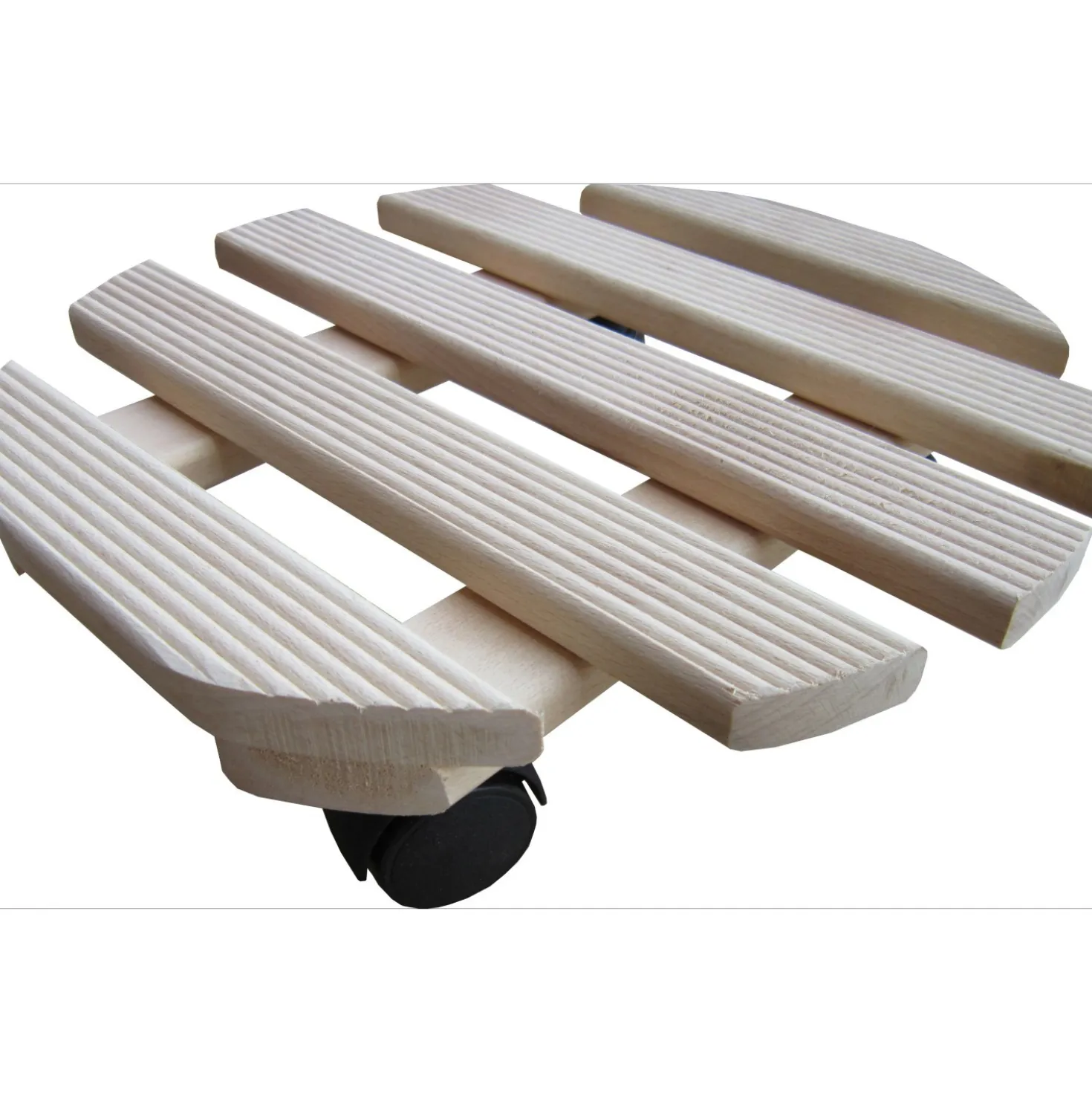 Carrello per piante rigato tondo in faggio naturale Ø 30x30 cm
