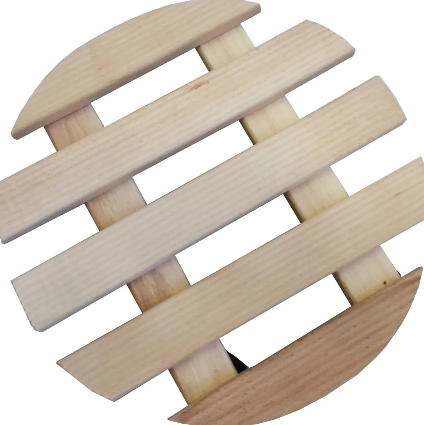 Carrello per piante rigato tondo in faggio naturale Ø 30x30 cm