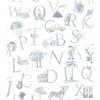 Carta da parati decorativa lettere blu