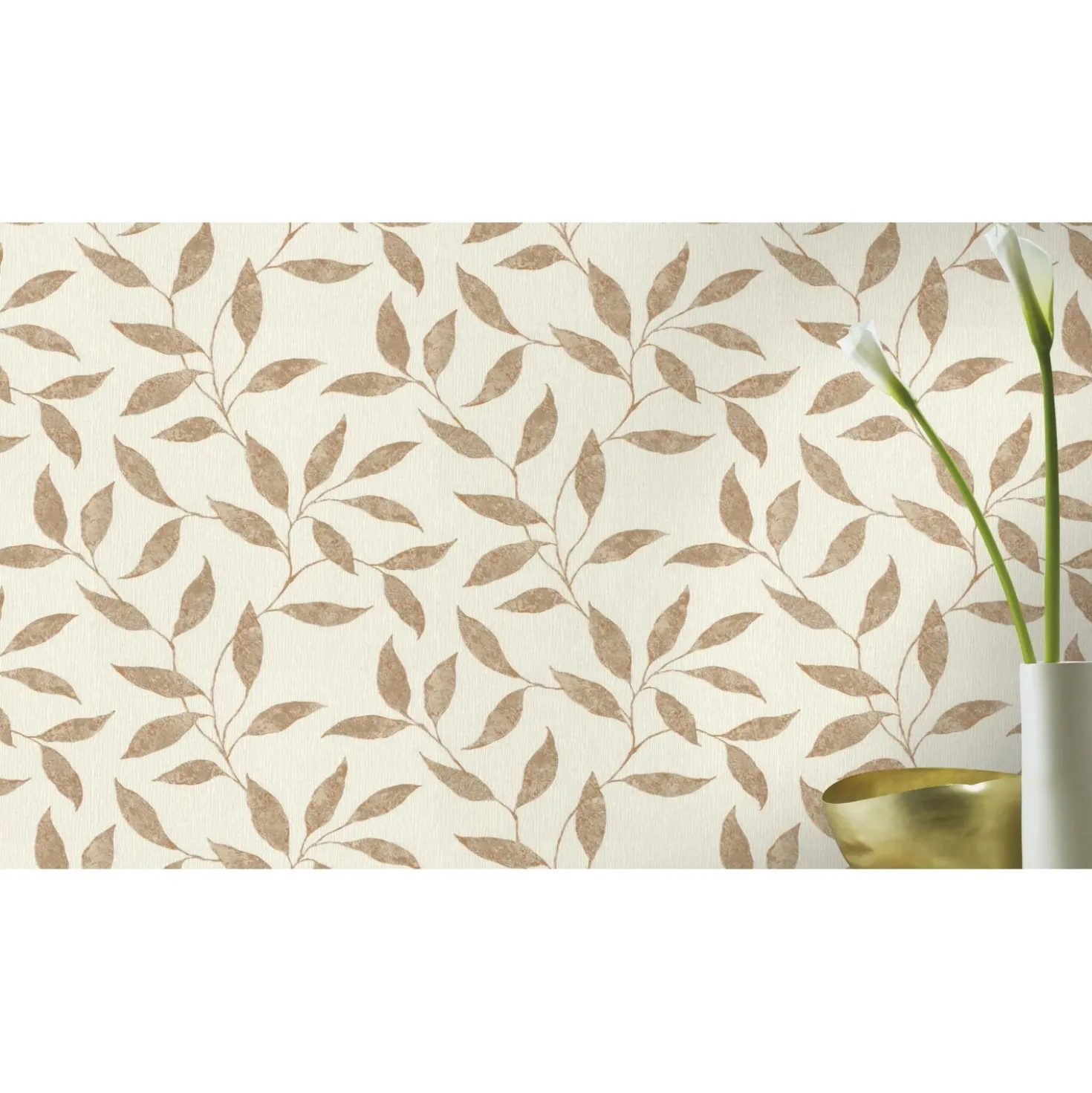 Carta da parati TNT Rasch foglie beige e oro 10,05x0,53 m