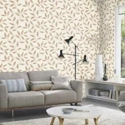 Carta da parati TNT Rasch foglie beige e oro 10,05x0,53 m