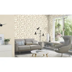 Carta da parati TNT Rasch foglie beige e oro 10,05x0,53 m