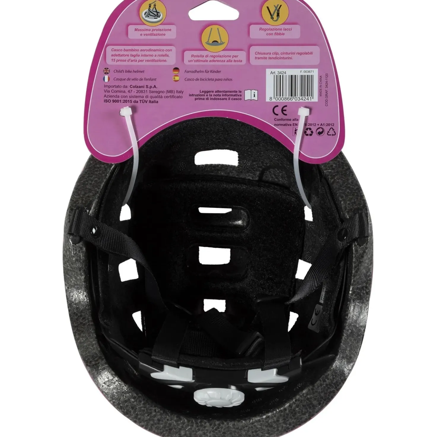 Casco da bici rosa On Bike Kids per bambini taglia S