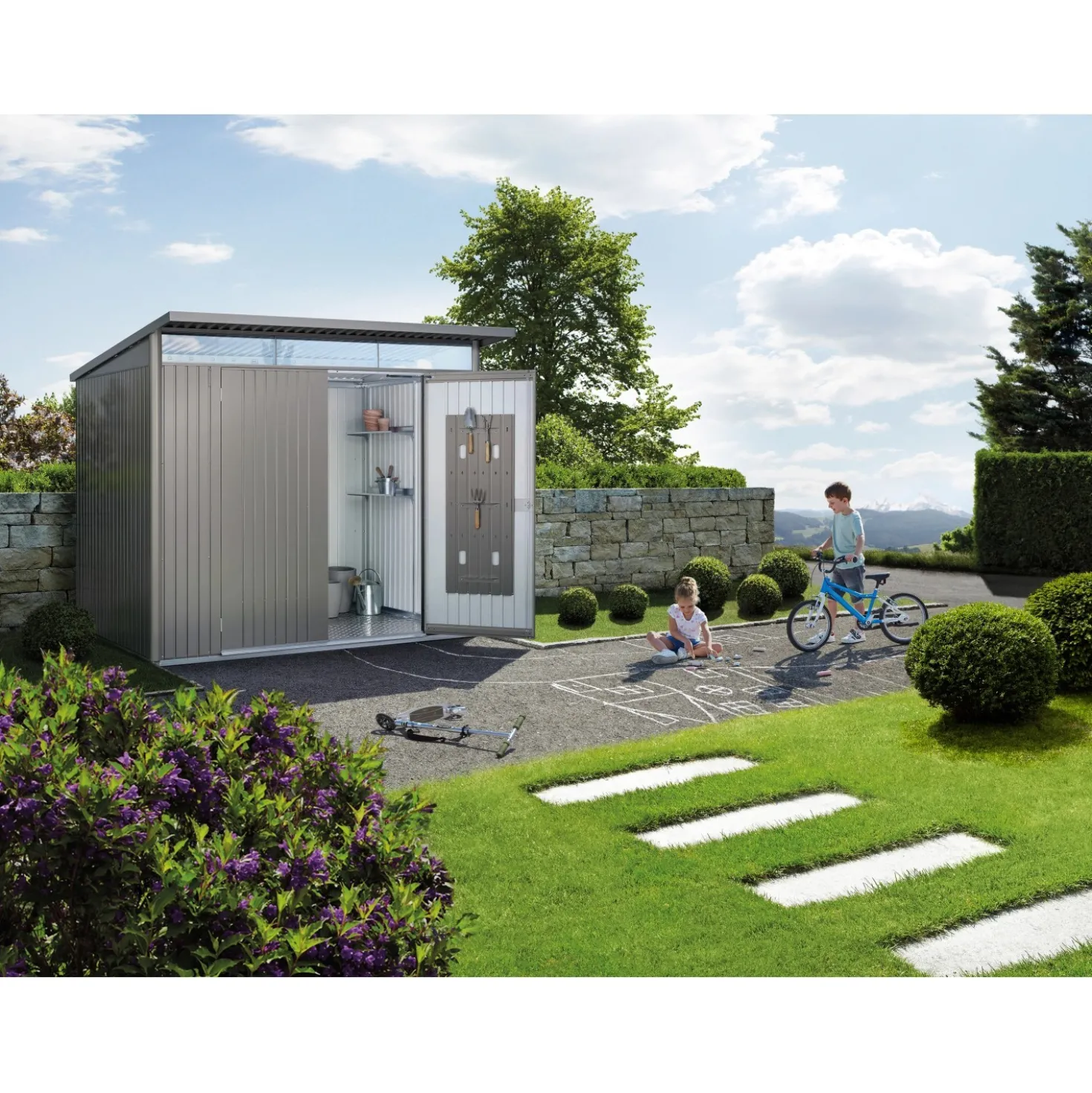 Casetta da giardino AvantGarde ECO A8 Grigio quarzo met. 209x252x332 cm 2 porte