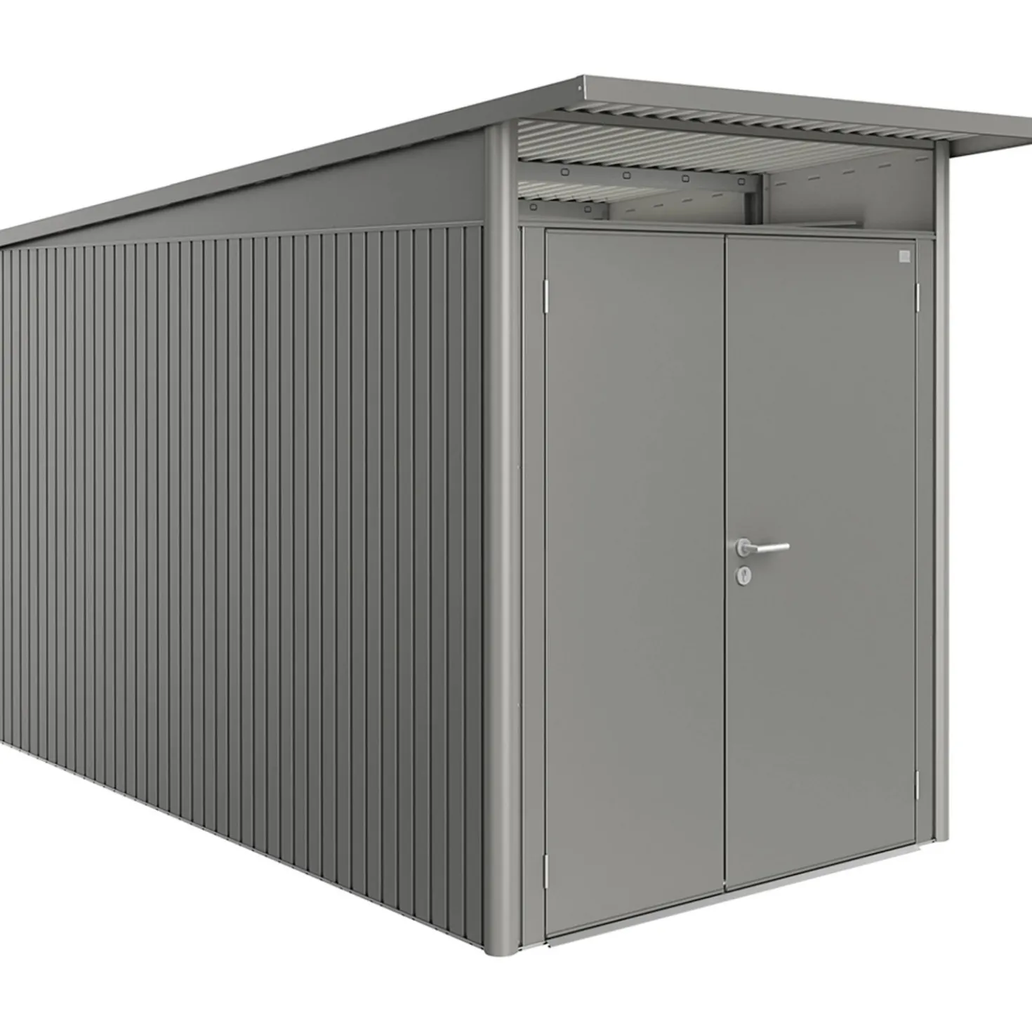 Casetta da giardino Biohort AvantGarde sp 0,5 mm 180x380x222 cm quarzo 2 batt.