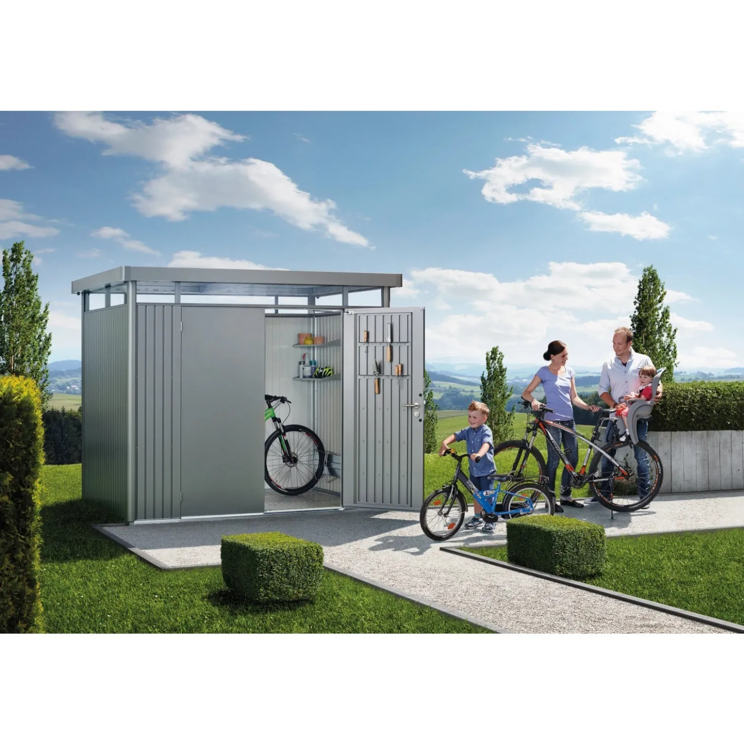 Casetta da giardino Biohort HighLine sp 0,5 mm 222x275x19 cm quarzo 2 batt.