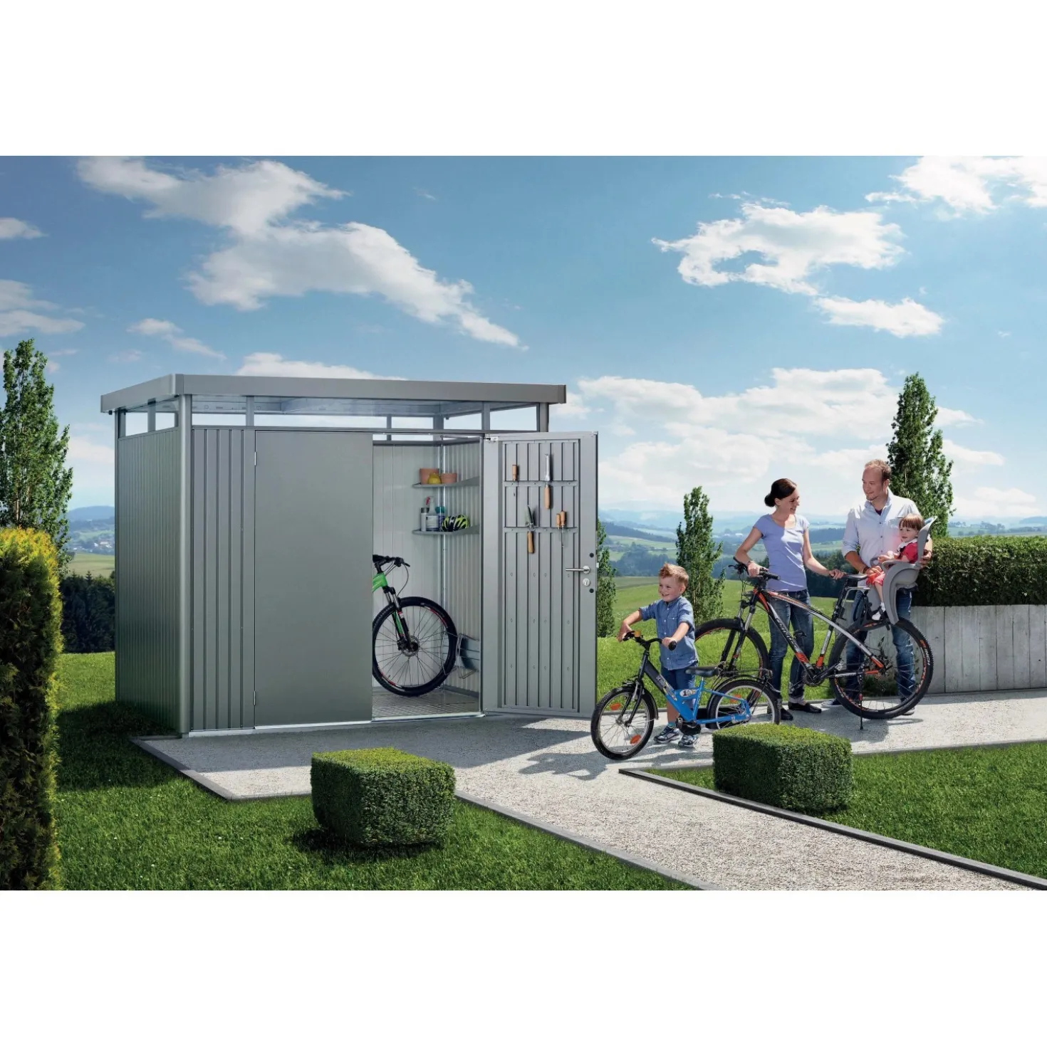 Casetta da giardino Biohort HighLine sp 0,5 mm 222x275x19 cm quarzo 2 batt.