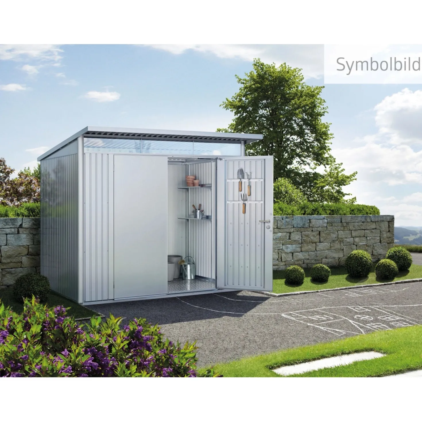 Casetta da giardino Biohort AvantGarde sp 0,5 mm 180x255x218 cm argento 2 batt.
