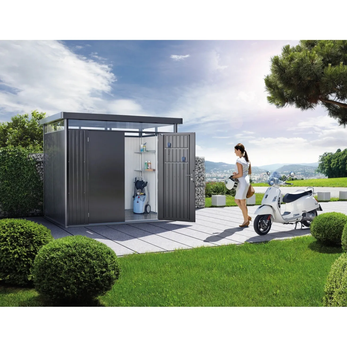 Casetta da giardino Biohort HighLine sp 0,5 mm 222x275x15 cm quarzo standard