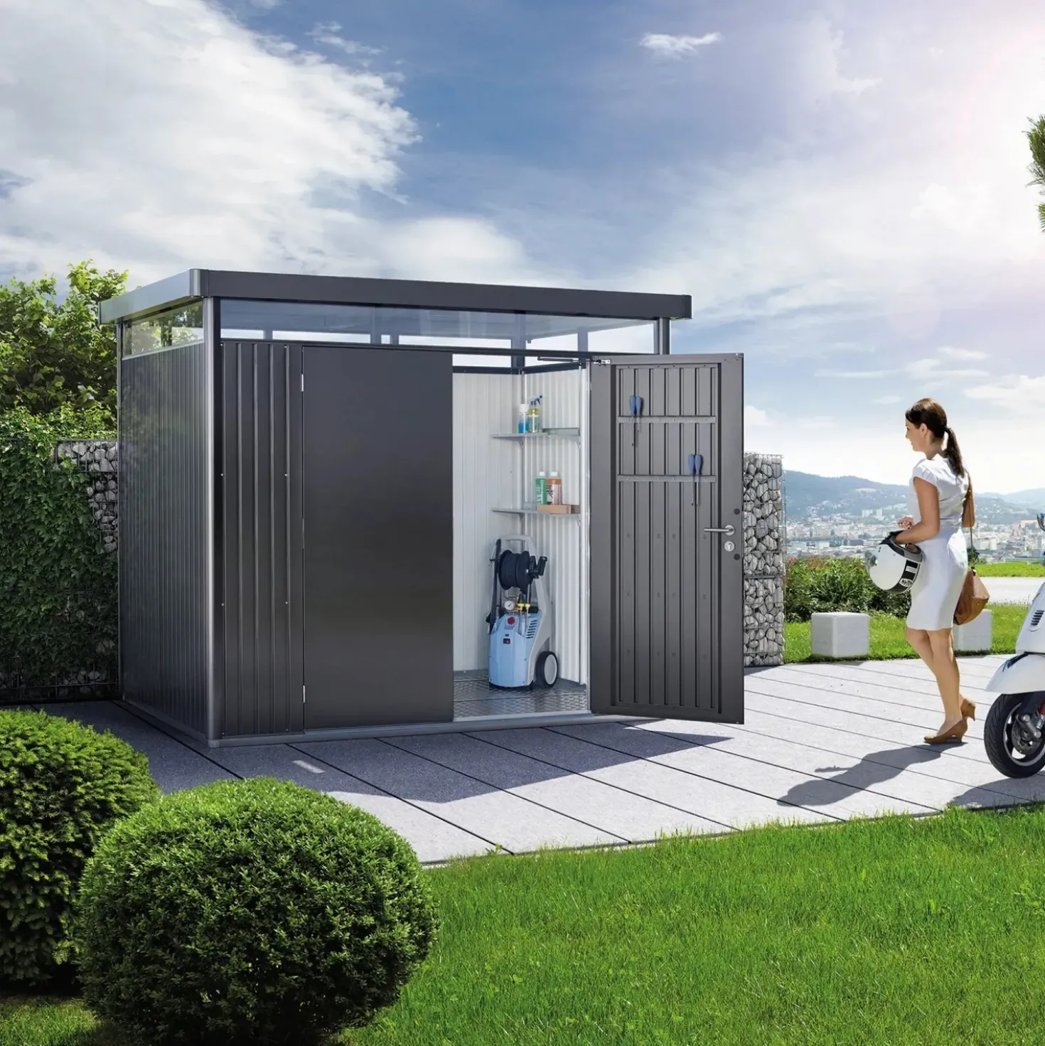 Casetta da giardino Biohort HighLine sp 0,5 mm 222x275x195 cm grigio 2 batt.