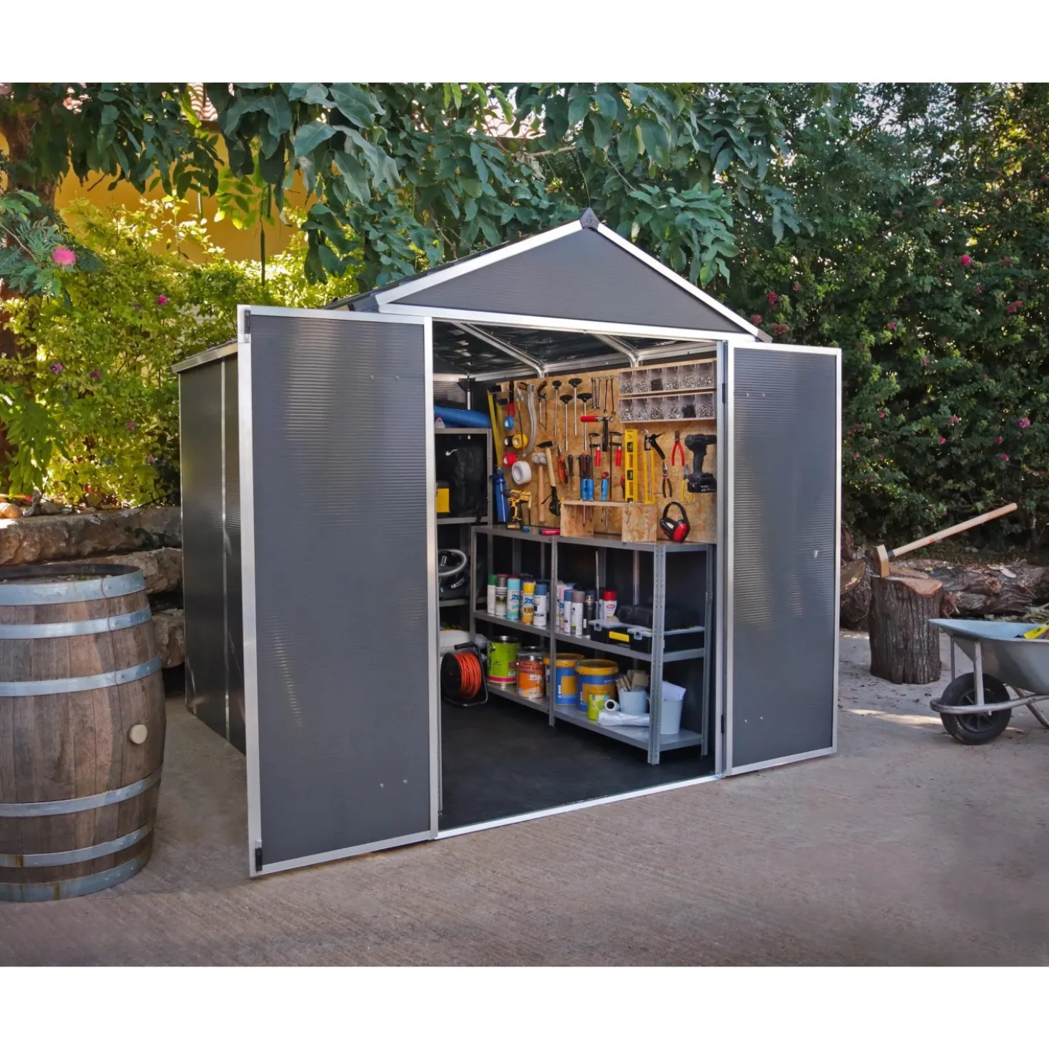 Casetta da giardino Canopia Rubicon sp 10 mm 229x185x217 cm grigio 2 batt.
