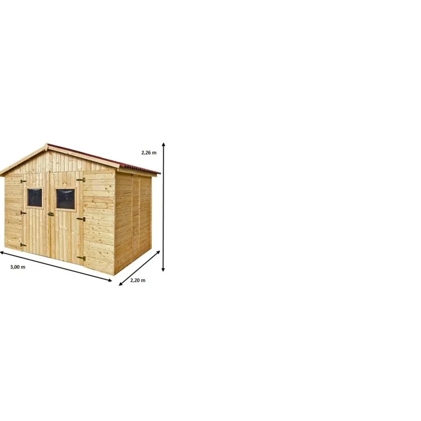 Casetta da giardino in legno sp 16 mm H226xL300xP220 cm