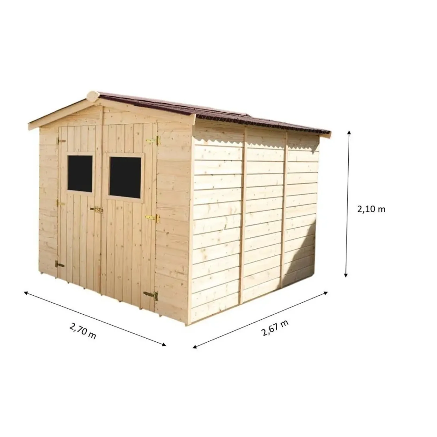 Casetta da giardino in legno sp 16 mm H210xL270xP267 cm