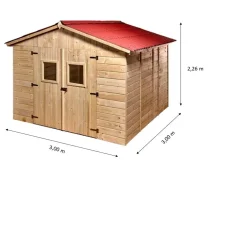 Casetta da giardino in legno sp 16 mm H226xL300xP300 cm