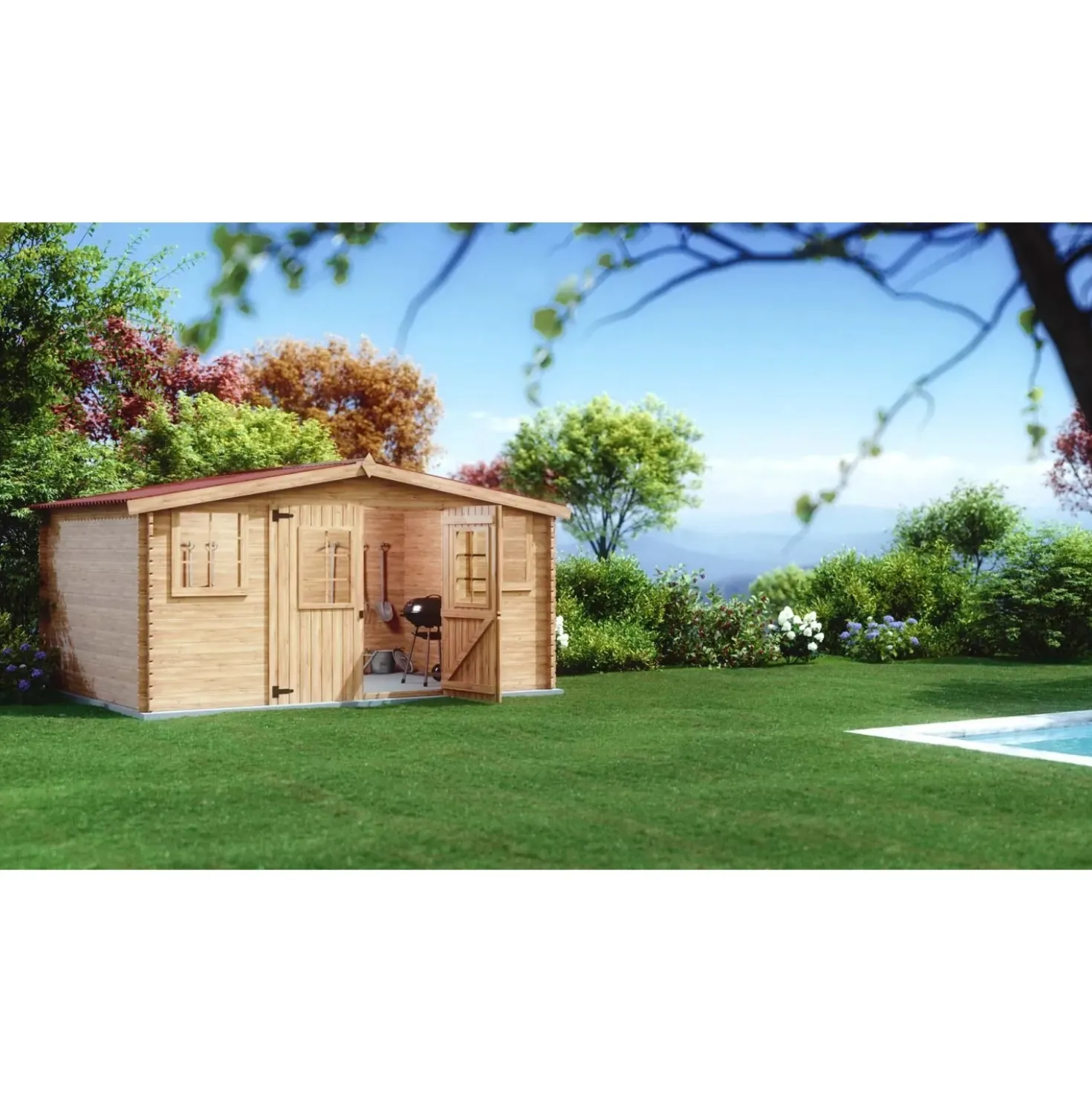 Casetta da giardino in legno sp 28 mm H207xL416xP504 cm