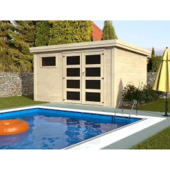 Casetta da giardino in legno Blockhaus Idra sp 28 mm H216xL390xP305 cm