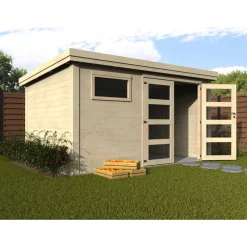 Casetta da giardino in legno Blockhaus Idra sp 28 mm H216xL390xP305 cm