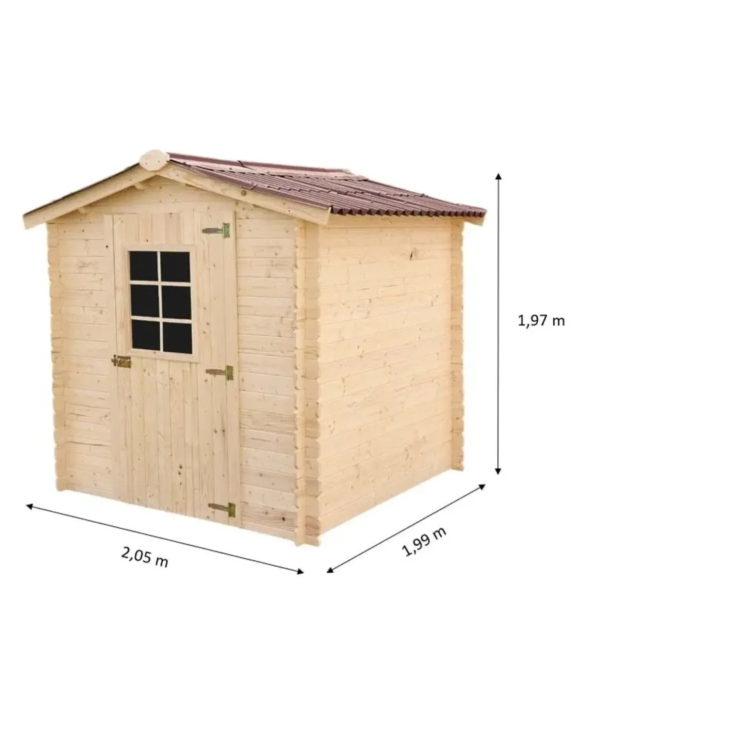 Casetta da giardino in legno sp 20 mm H197xL199xP205 cm