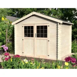 Casetta da giardino in legno Blockhaus Mileto sp 28 mm H239xL317xP202 cm